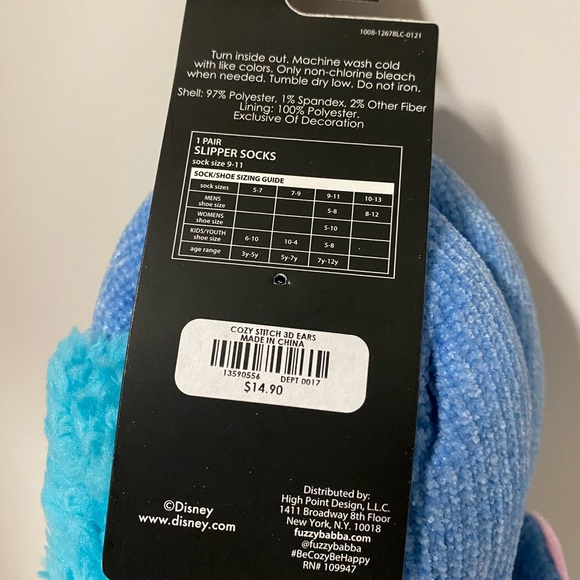 Disney Stitch Slippers Plush Sock Chenille Slip On House Shoes Size 5-10 Ohana - Picture 12 of 12
